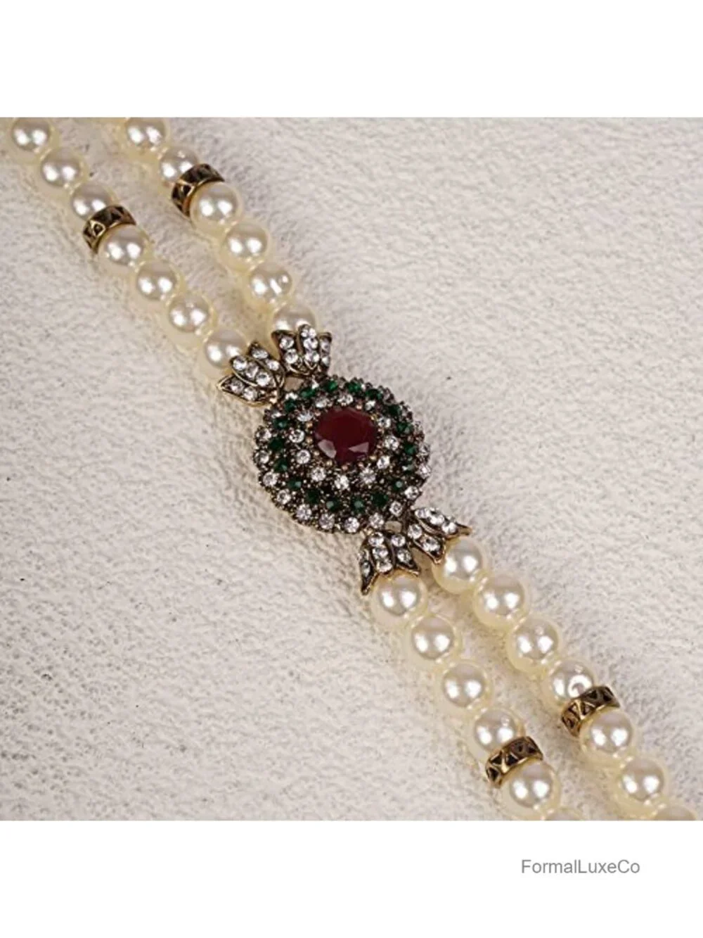 Crystal Pearl Rhinestone Dangle Bracelet Retro 1920s Costume Jewelry